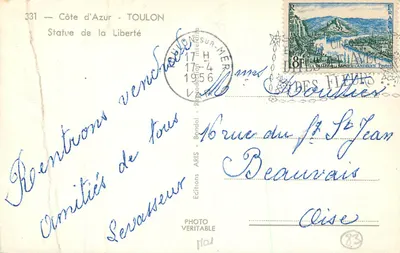 Statue de la Liberté — Toulon — Éditions ARIS - Bandol — Verso