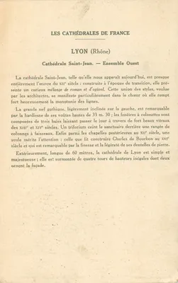 LYON (Rhône) — Catedral de São João (Conjunto Oeste) — Coleção da Solution Pautaubege — Verso
