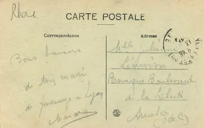 Stara pocztówka Lyon Katedra Notre Dame de Fourviere — Rewers
