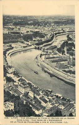 LYON - Vista general de Vaise y entrada de la Saône - tomada desde la Torre de Fourvière a 376 m de altitud - LL - n° 106