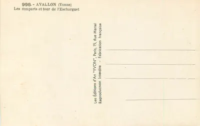 Avallon (Yonne) — Zamek i wieża Escharguet — Wydawnictwo Sztuki 'YVON' — Rewers