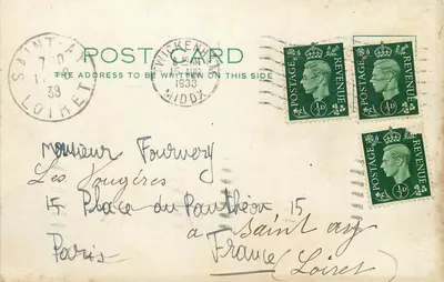 Wickenham — carta postal enviada de Saint-Loiret em 1938 — editor não visível