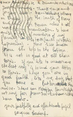 Wickenham — carta postal enviada de Saint-Loiret em 1938 — editor não visível — Verso