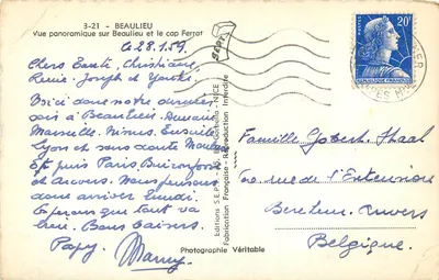 Beaulieu und Cap Ferrat — Panoramablick — Editions S.E.P.A. - 3-21 — Rückseite