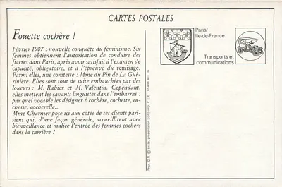 Paris-Moderne — As mulheres cocheiras — C.M. n°932 — Verso