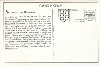 La resistencia en Bretaña — contra los decretos de expulsión de las Hermanas — La Faction (2) — Editor L'Aurore — Reverso