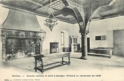 Chillon — Grande cozinha e sala de jantar. Teto e lareira de 1439 — Harniaux Frères & Cie, Genebra, n° 1694