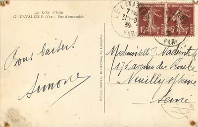 Cavalière (Var) — Übersicht — Edition BERTA, Bar-Tabacs, Le Lavandou — Rückseite