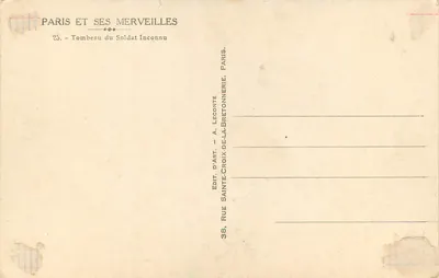 Túmulo do Soldado Desconhecido — Arco do Triunfo — Editor A. Leconte — Verso