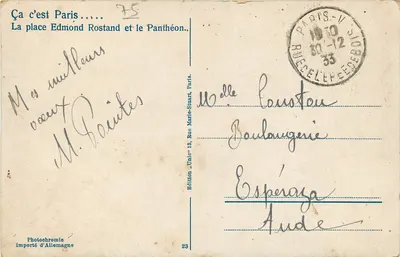 Place Edmond Rostand — Panthéon — Wydawnictwo 'Unic' 23 — Rewers