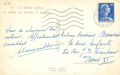 Le Mans (Sarthe) — Ogród Botaniczny, Różowa Plantacja — Éditions GABY — Rewers