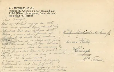 Wieniec kolejowy na linii do Thouars — zbudowany przez Eiffel — wydawca Cimy — Rewers