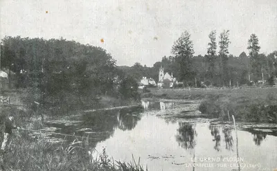 La Chapelle-sur-Crée (Sarthe) — vista do Grand Morin com igreja — editor M.78