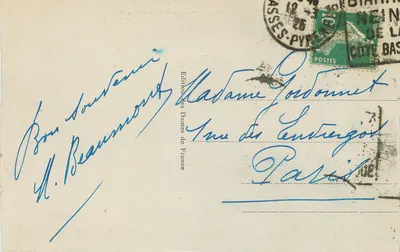 Biarritz - Das Municipale Casino — Ausgabe der Damen Frankreichs, n° 802 D F — Rückseite