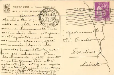 Igreja de Santa Geneviève — Paris — Edição Braun & Cie, N° 2 — Verso