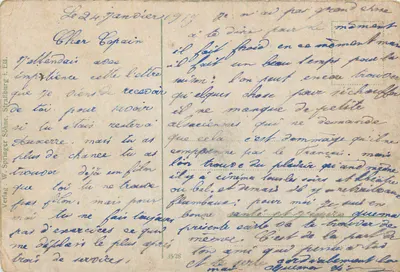 Bilhete postal antigo Vosges — Verso