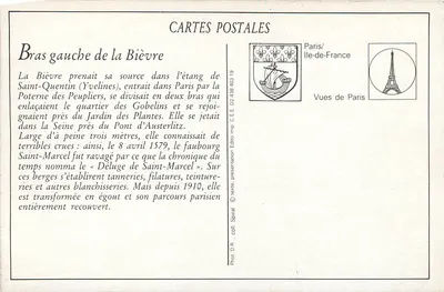 Lewy brzeg Bièvre na Wyspie Szympsa — dzielnica Gobelins — wydawca R. Guillou, n°203 — Rewers
