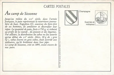 Camp de Sissonne (Aisne) — Distribuição de Pão e Tabaco — Ruet, frères, fotógrafos-editoras, Sissonne (Aisne) — Verso