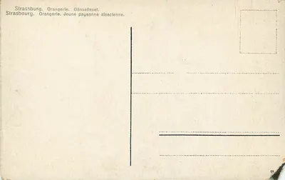 Strasbourg. Orangerie. Jovem camponesa alsaciana. — Verso