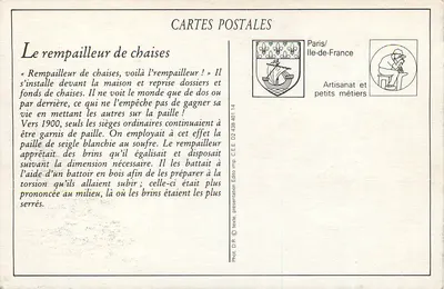 O consertador de cadeiras — Os pequenos ofícios parisienses — Edição C.E.E. — Verso