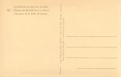 Castelo de Blois — Lareira da Sala de Honra — Edições de Arte YVON — Verso