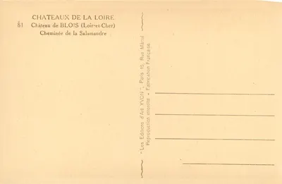 Castelo de Blois — Lareira da Salamandra — Edições YVON — Verso