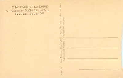 Zamek w Blois — Wewnętrzna fasada Louisa XII — Wydawnictwo YVON — Rewers