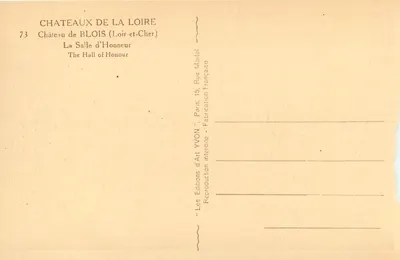 Castelo de Blois — A Sala de Honra — Edições d'Art Yvon — Verso