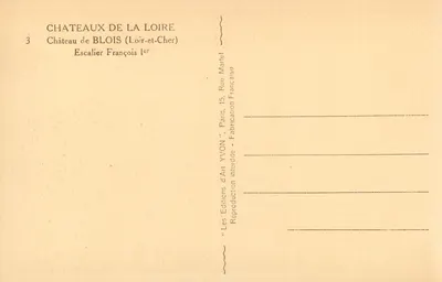 Castelo de Blois — Escada de Francisco I — Edições Yvon, Paris — Verso