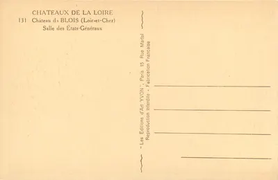 Château de Blois — Salle des États-Généraux — Éditions d'Art YVON — Rewers