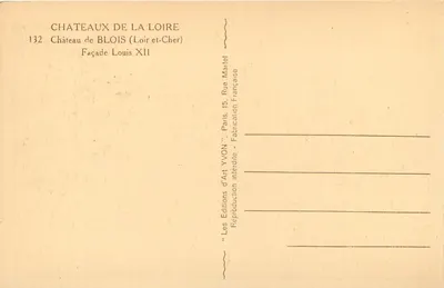 Castelo de Blois — Fachada de Louis XII — Éditions d'Art YVON — Verso
