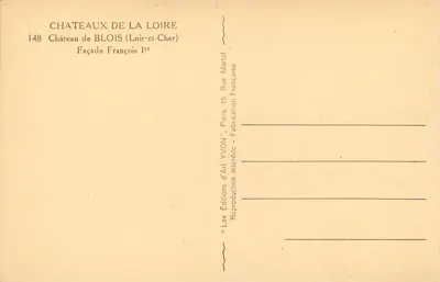 Castelo de Blois — Fachada de François Ier — Éditions d'Art Yvon, Paris — Verso