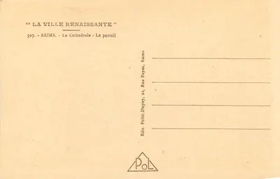 Reims - A Catedral - O portal — Série 507, editada por Poli-Dupuy, Reims — Verso