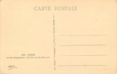 As Ilhas Sangrentas - A Costa em Direção ao Mar Aberto — Córsega, editor 'Cartes "La Cigogne"' — Verso