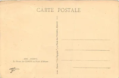 Carretera de Corte — Bosque de Aitone — Cartas "La Cigogne", Ajaccio — Reverso