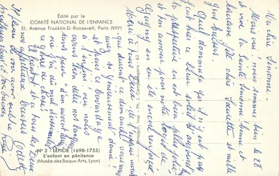A criança em penitência — L'ÉPICIÉ (1698-1755) — Editado pelo COMITÉ NATIONAL DE L'ENFANCE — Verso