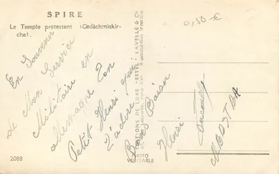 O Templo Protestante (Gedächtniskirche) — Espira — Éditions Lavelle & Cie, Paris — Verso