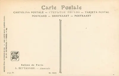 Rodzina w pokoju — intymna scena — A. Bettannier, Metz, 1911 — Rewers