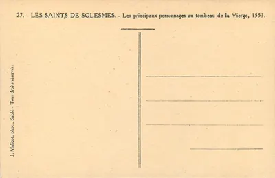 Święci z Solesmes — Główne postacie przy grobie Najświętszej Panny Maryi, 1553 — J. Malicot, fot. Sable — Rewers