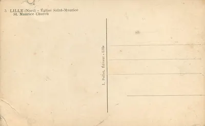 Stara pocztówka Lille (Nord) Kościół św. Maurycjusza — Rewers