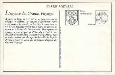 Wyjazd z biura podróży Agence des Grands Voyages — 38, bulwar Italiyjczyków, 1, ulica Helder, Paryż — Rewers