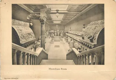 Bilhete postal antigo Sala do Mausoléu do Museu Britânico