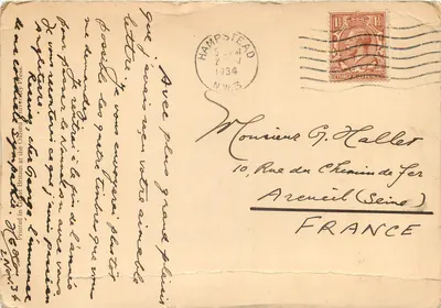 Bilhete postal antigo Sala do Mausoléu do Museu Britânico — Verso