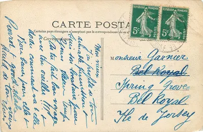 Bilhete postal antigo Nesles la Vallee Fazenda Monumento do Século XVI — Verso