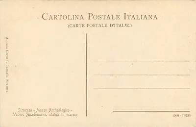 Vênus de Milo — estátua em mármore — Cartolina Postale Italiana n°13530 — Verso