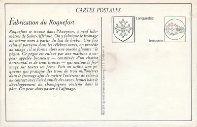 Fabricação do Roquefort — Soc. anon. das Caves e das Prod. reunidas — Roquefort (Aveyron) — Verso