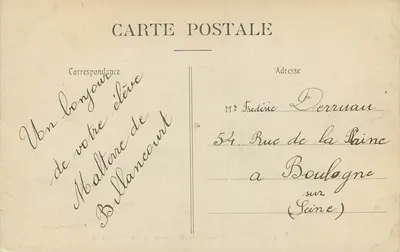 Bois de Boulogne — Restaurante do Pré Catelan — A Fachada — F. Marmuse, Paris — Verso