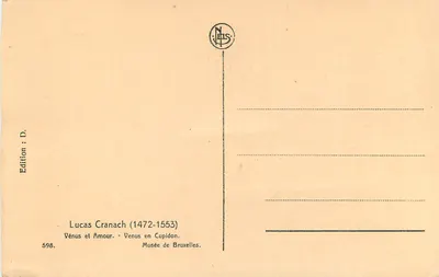 वेनस और अमोर - लुकास क्रानाच (1472-1553) - एडिशन D. संख्या 598 — पीछे