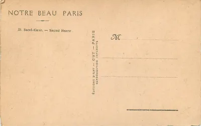 Sacré-Cœur — Nosso Belo Paris — Éditions d'Art Guy — Verso