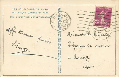 O Ponte d'Iéna e o Trocadéro — Les Jolis Coins de Paris — n°192 — Verso